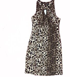 𝅺ALLEN b by allen schwartz sleeveless keyhole leopard dress